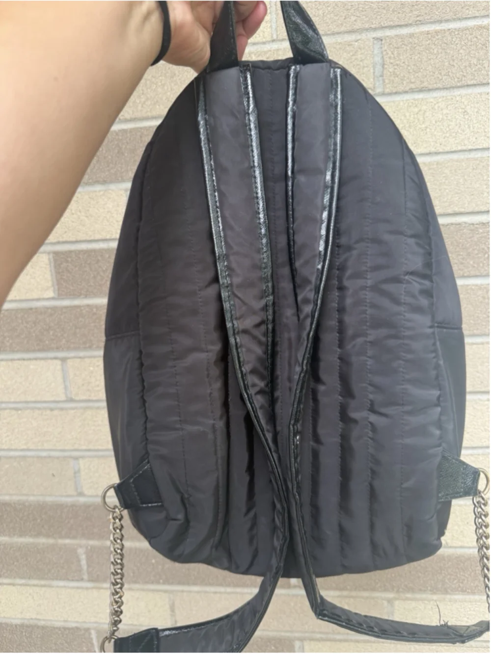 VICTORIA'S SECRET Runway Patch City Backpack sequin bling Black Sequin